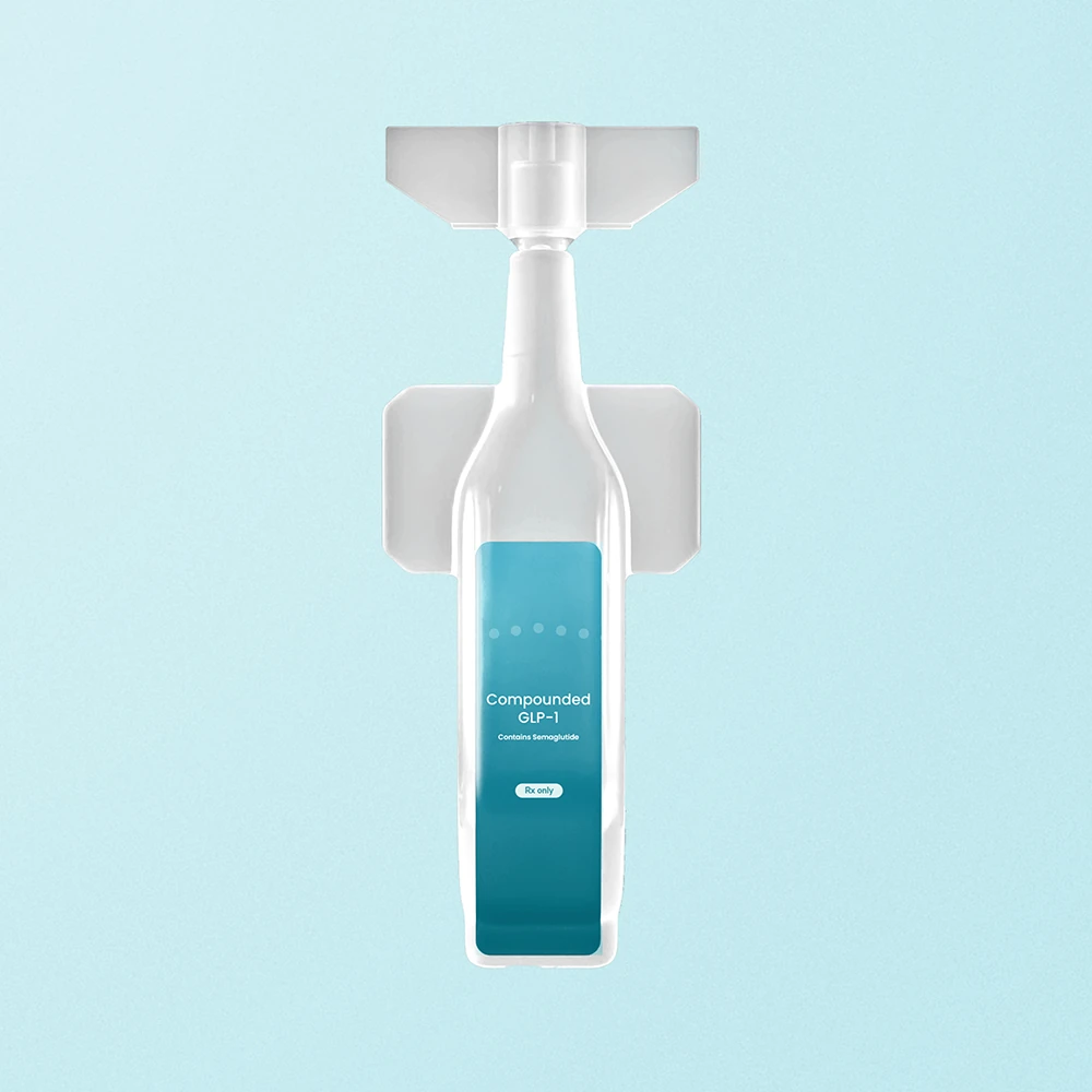 Oral GLP-1 treatment container shown for illustration